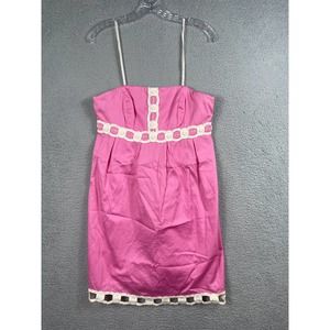 Lilly Pulitzer Womens Strapless Crochet Lace Swing Dress White Pink Size 8